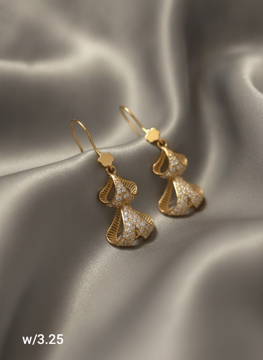 گوشواره نقره آبکاری طلا کد ۲